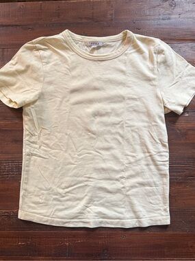 pistola Pale Yellow Short Sleeve Crewneck Tee Sz XS